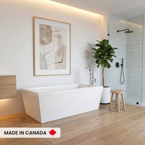 Neptune Ametys AFR Acrylic Freestanding End Drain Bathtub in White
