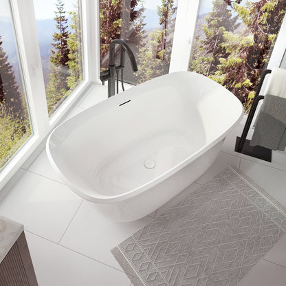 Neptune Arta Acrylic Freestanding Center Drain Bathtub in White