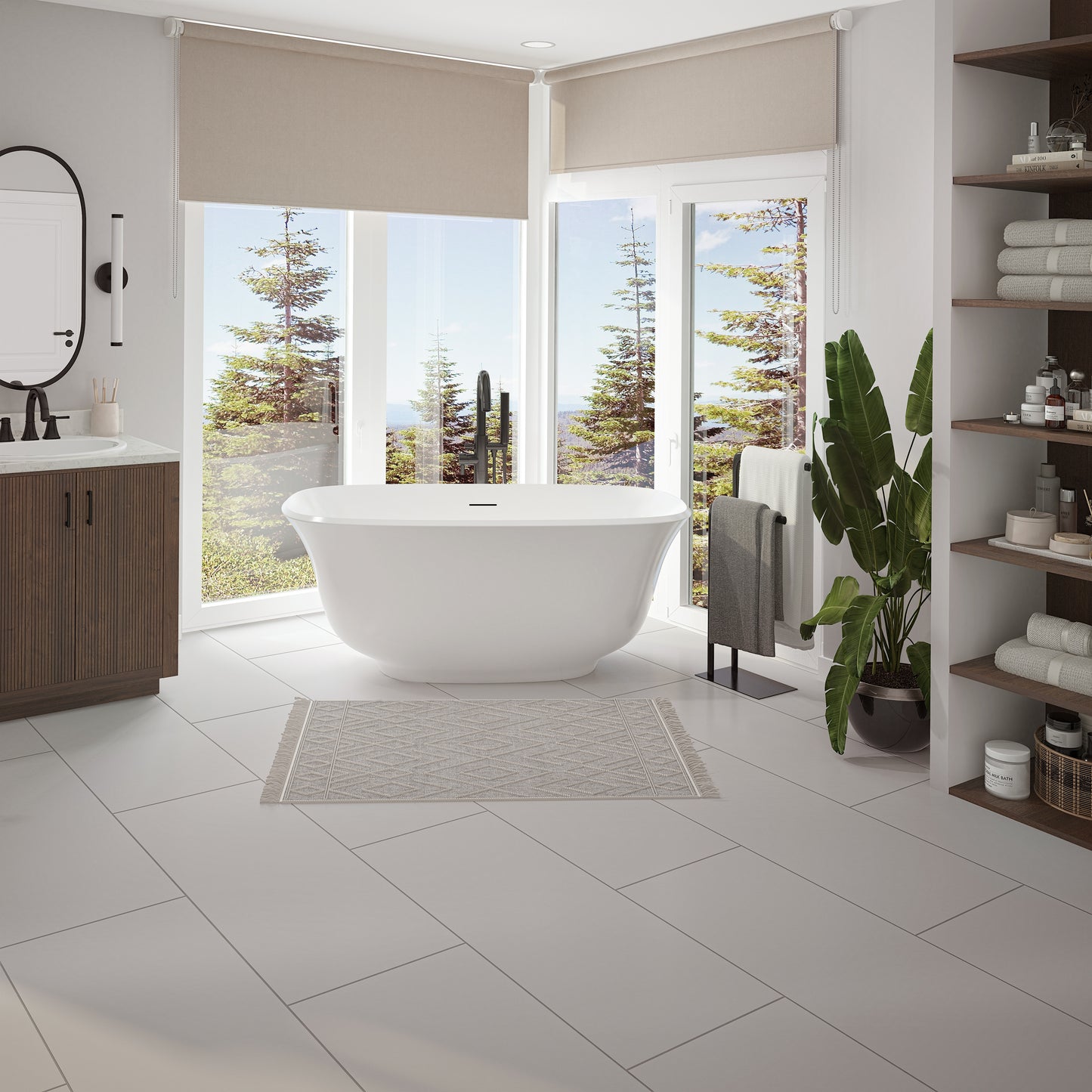 Neptune Arta Acrylic Freestanding Center Drain Bathtub in White