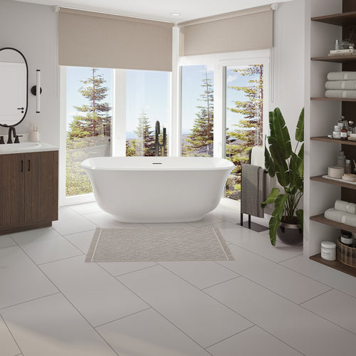 Neptune Arta Acrylic Freestanding Center Drain Bathtub in White