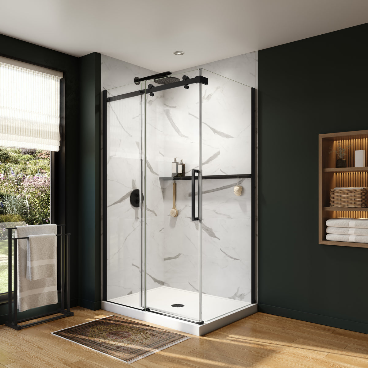 Neptune Axion 3 4 In 8 mm For Corner Installation With Clear Glass In 48 x 32 x 78 3/4-Inch Sliding Shower Door