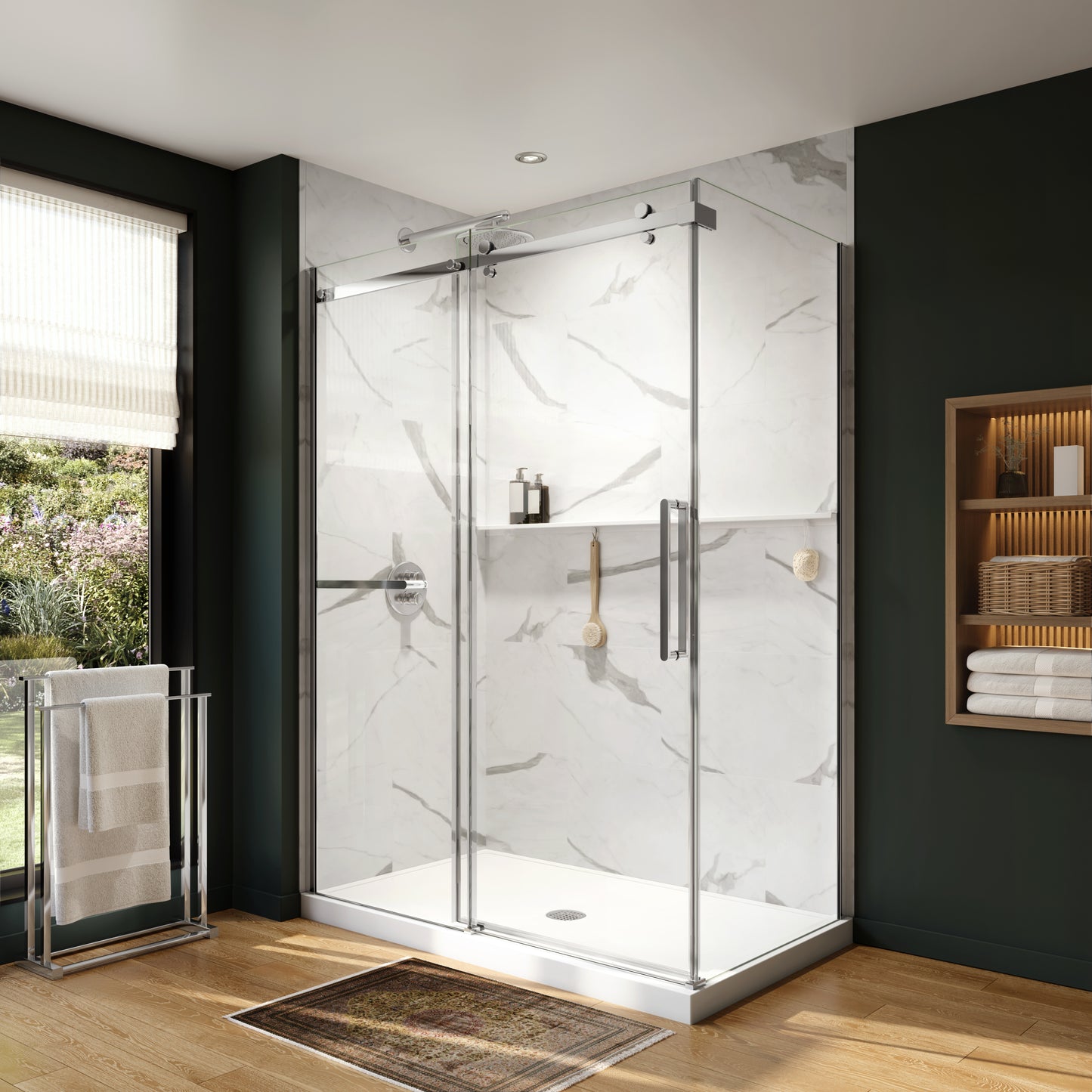 Neptune Axion 3 4 In 8 mm For Corner Installation With Clear Glass In 48 x 32 x 78 3/4-Inch Sliding Shower Door