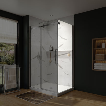 Neptune Axion Return Panel for 32 in. Base with Clear glass in Chrome