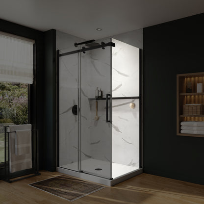 Neptune Axion Return Panel for 32 in. Base with Clear glass in Chrome