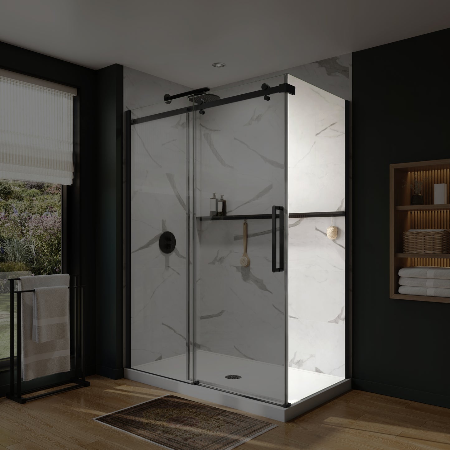 Neptune Axion Return Panel for 32 in. Base with Clear glass in Chrome