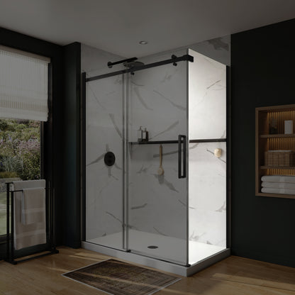 Neptune Axion Return Panel for 32 in. Base with Clear glass in Chrome