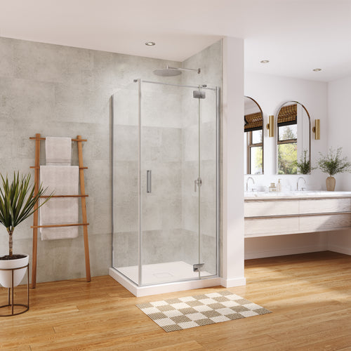 Neptune Azelia 36 x 36 x 74 in. 6mm Pivot Shower Door for Corner Installation with Clear glass in Chrome