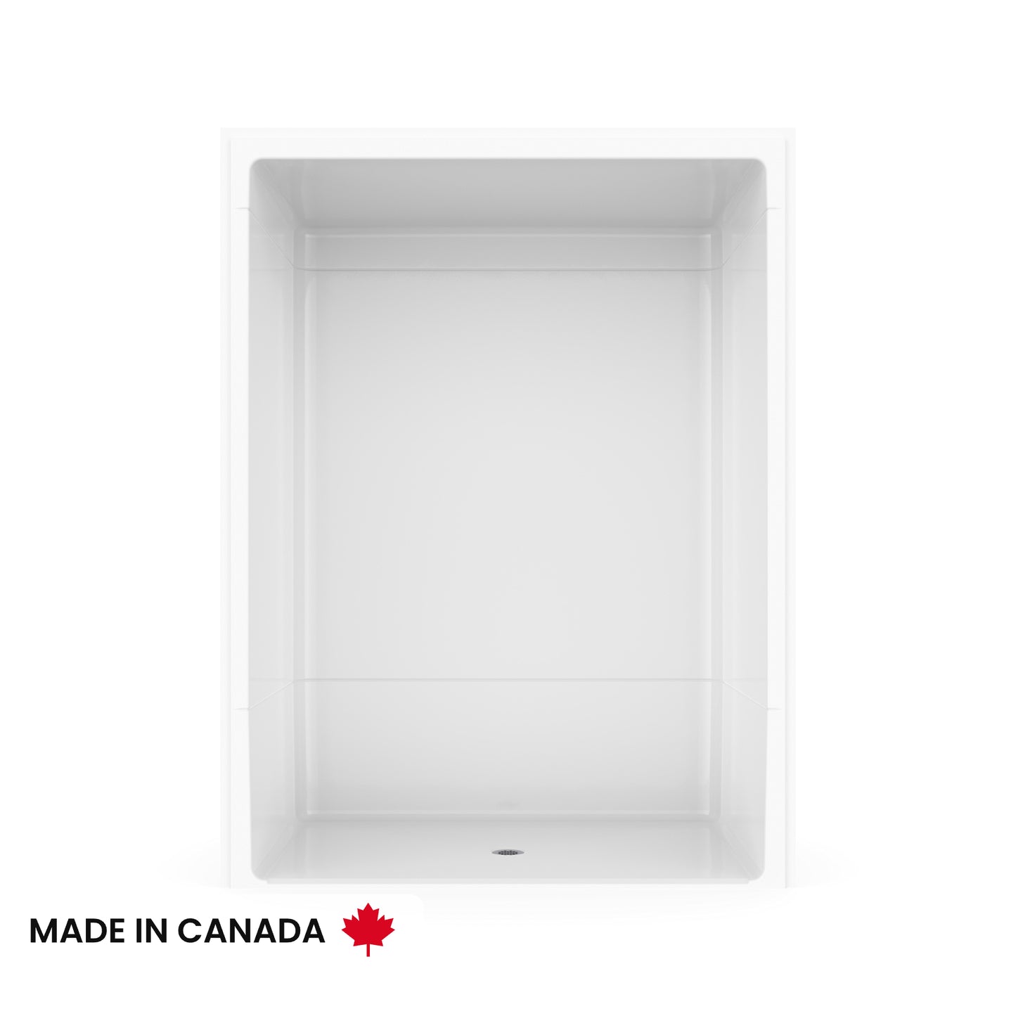 Neptune Banff BFS-6036A Acrylic Alcove Center Drain Beveled Threshold One-Piece Shower in White