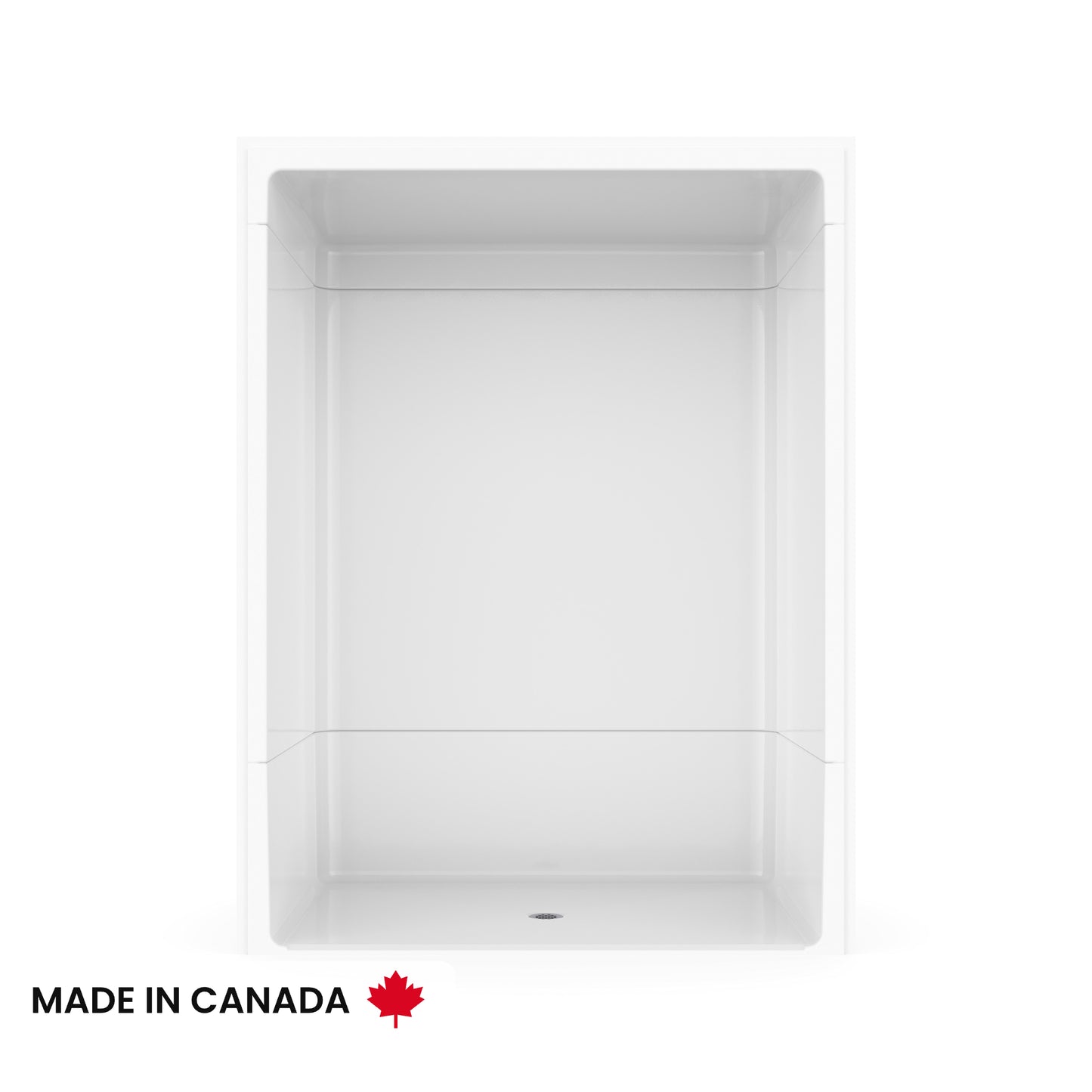 Neptune Banff BFS-6036A Acrylic Alcove Center Drain Beveled Threshold Three-Piece Shower in White