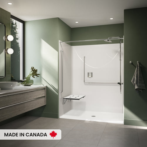 Neptune Banff BFS-6036F AcrylX™ Alcove Center Drain One-Piece Shower in White