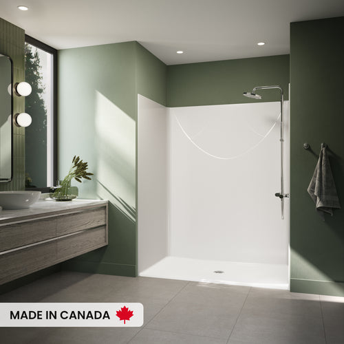Neptune Banff BFS-6036F AcrylX™ Alcove Center Drain One-Piece Shower in White
