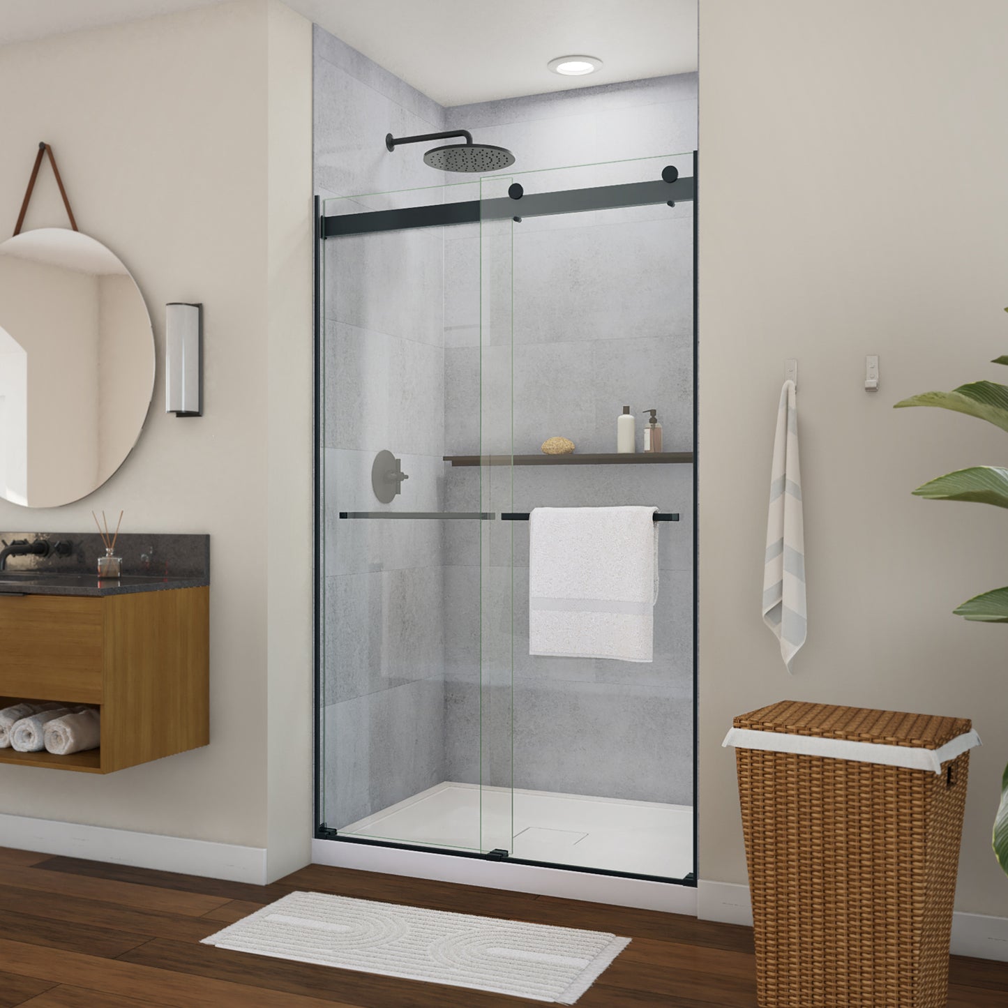Neptune Barena 44-48 x 76 in. 8mm Bypass Shower Door for Alcove Installation with Clear Glass in Chrome