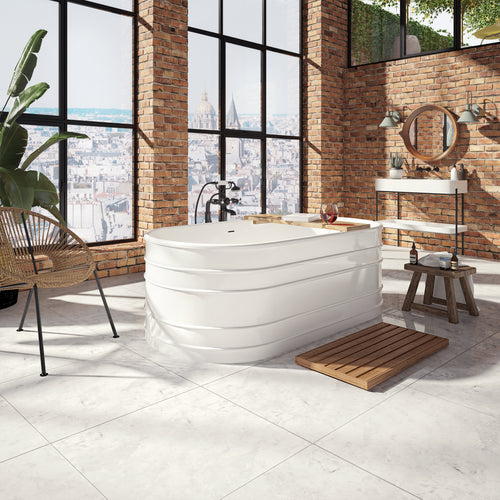 Neptune Batumi 6731 AFR Acrylic Freestanding Double Ended Center Drain Bathtub in White