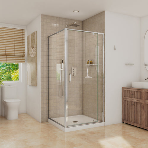 Neptune Belaya 36 x 36 x 72 in. 6mm Pivot Shower Door for Corner Installation with Clear Glass in Chrome