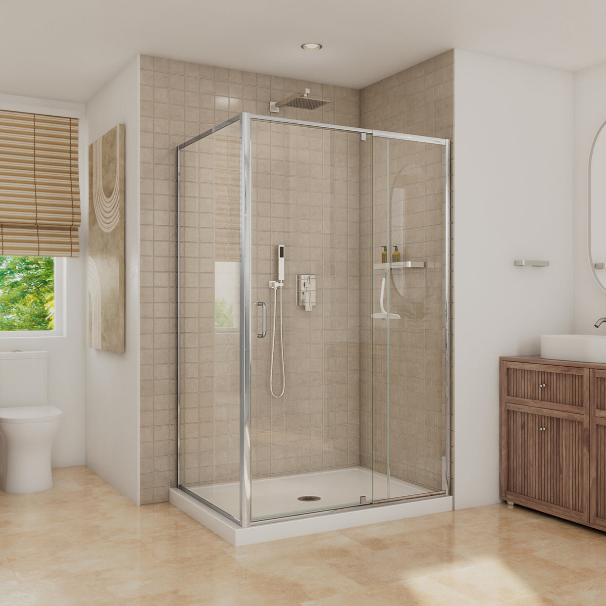 Neptune Belaya In 6 mm For Corner Installation With Clear Glass In 36 x 36 x 72-Inch Pivot Shower Door