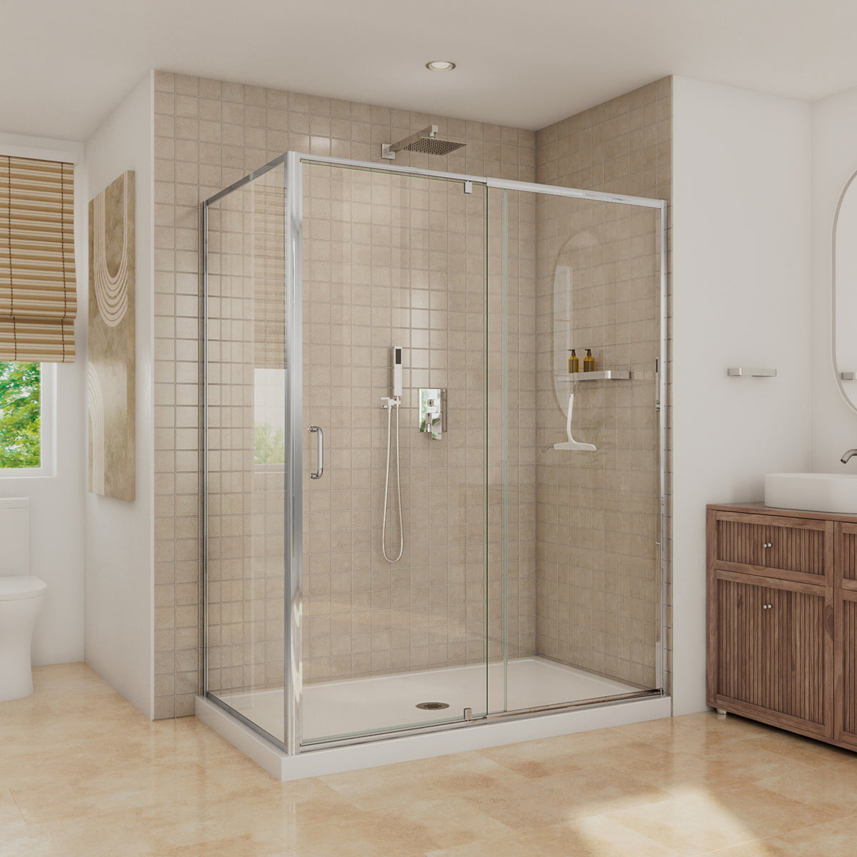 Neptune Belaya In 6 mm For Corner Installation With Clear Glass In 36 x 36 x 72-Inch Pivot Shower Door