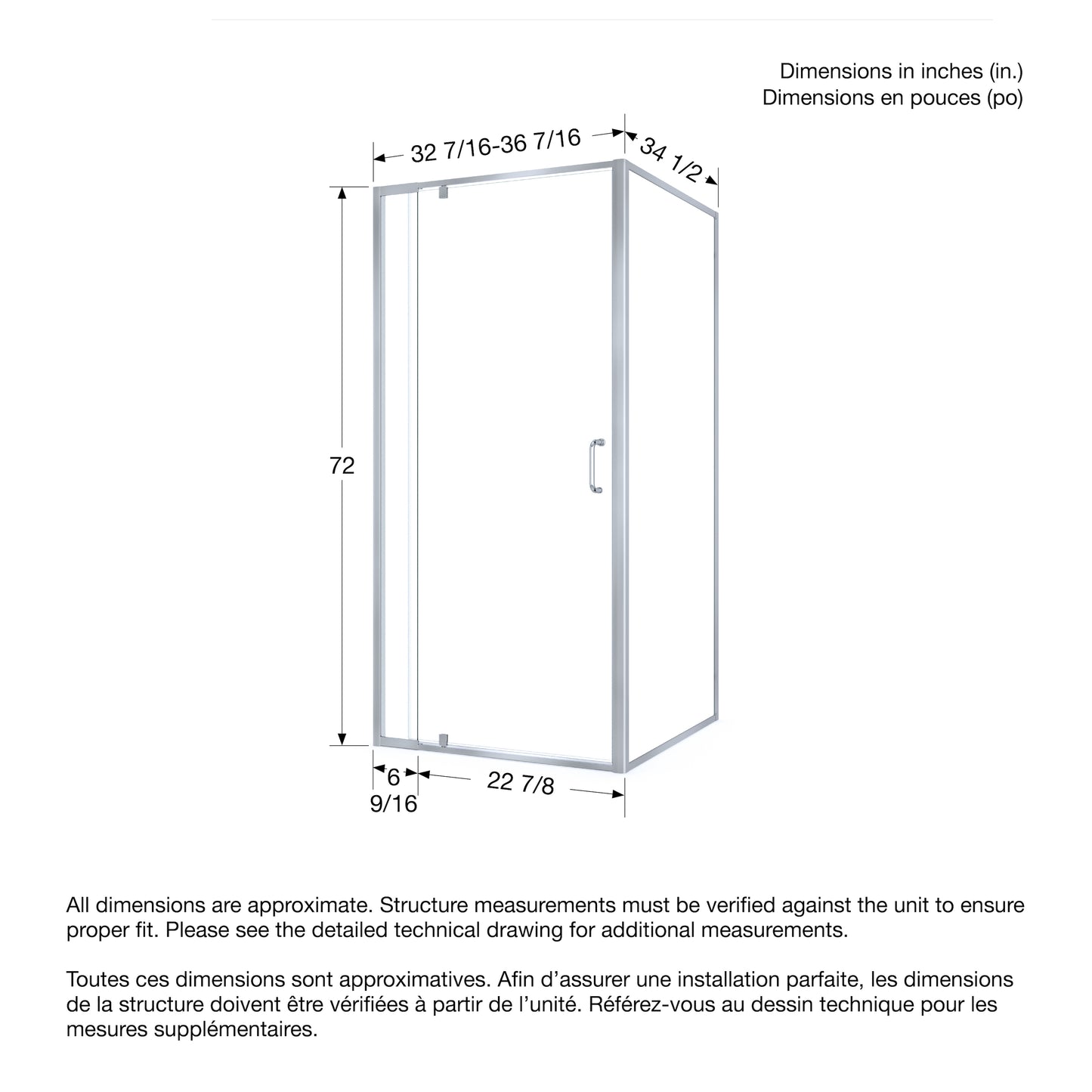 Neptune Belaya In 6 mm For Corner Installation With Clear Glass In 36 x 36 x 72-Inch Pivot Shower Door