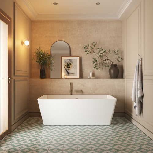 Neptune Bern 6731 AFR Acrylic Freestanding Center Drain Bathtub in White