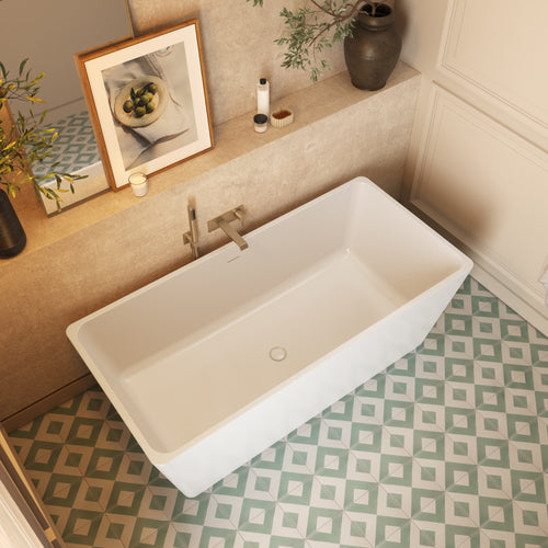 Neptune Bern 6731 AFR Acrylic Freestanding Center Drain Bathtub in White