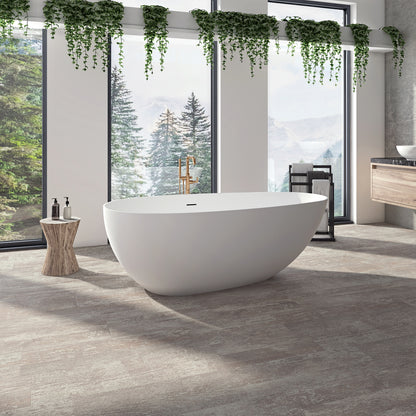 Neptune Braga 5929 AFR Solid Surface Freestanding Center Drain Bathtub in Matte White