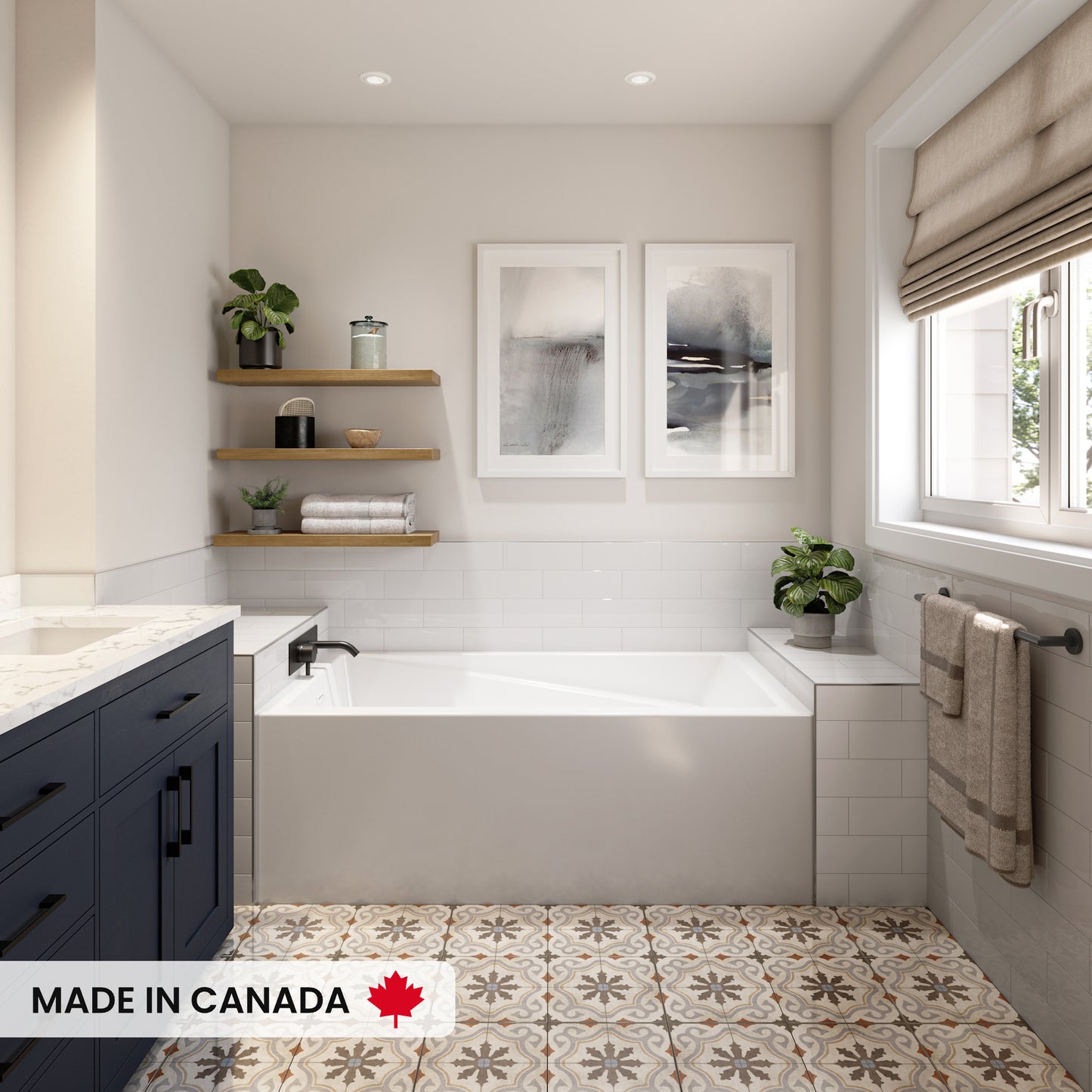 Neptune Breault Alcove Bathtub in White