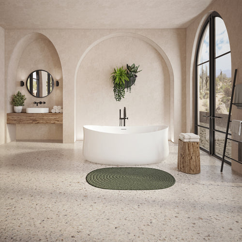 Neptune Budapest 7132 AFR Acrylic Freestanding Center Drain Bathtub in White