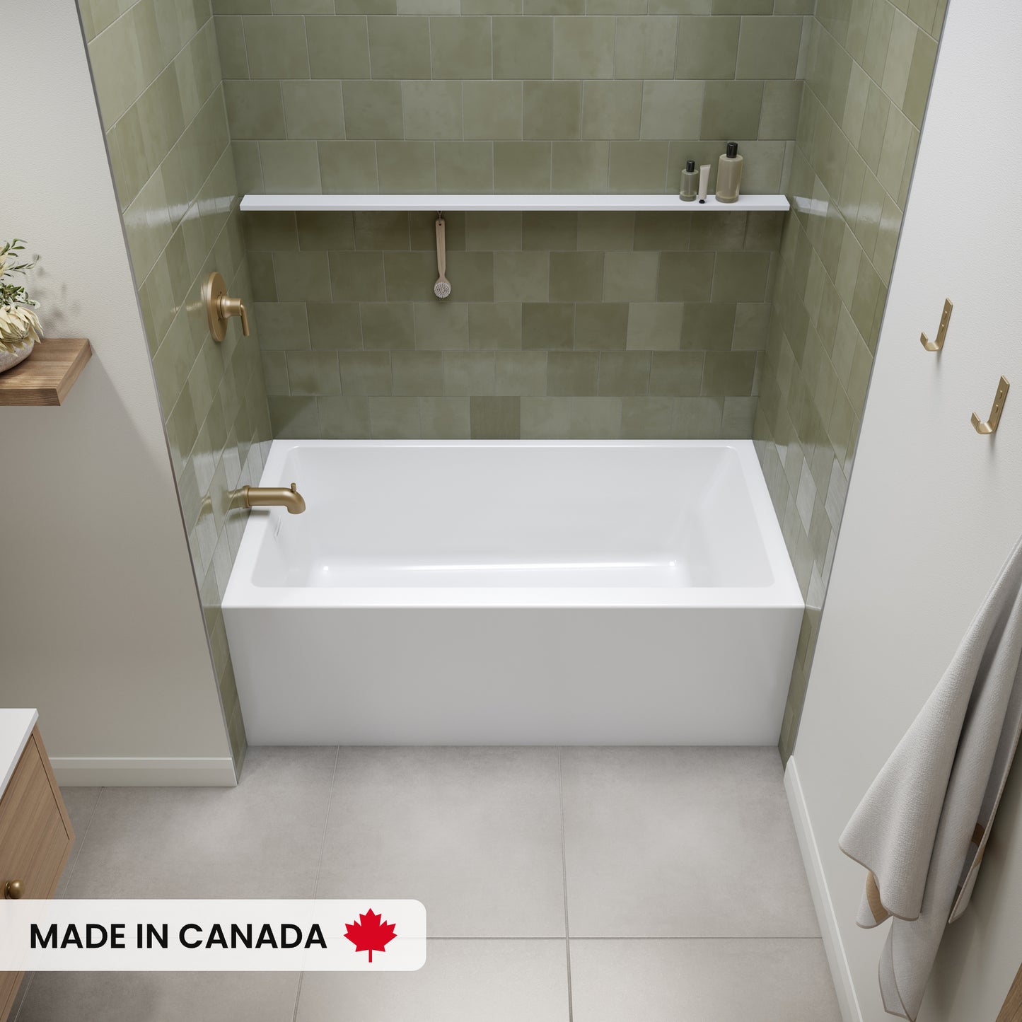 Neptune Clermont Alcove Bathtub in White