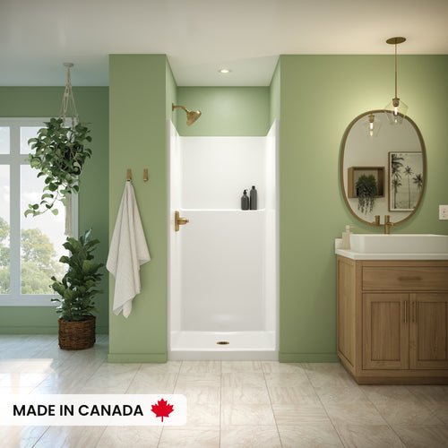 Neptune Galatea SH3636 Acrylx Alcove Center Drain One-Piece Shower in White