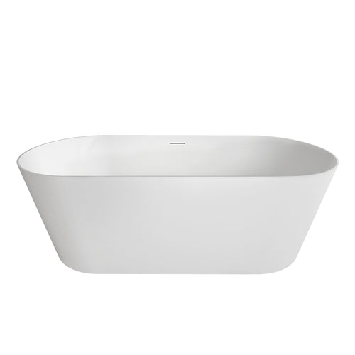 Neptune Girona 6628 AFR Solid Surface Freestanding Double Ended Center Drain Bathtub in Matte White