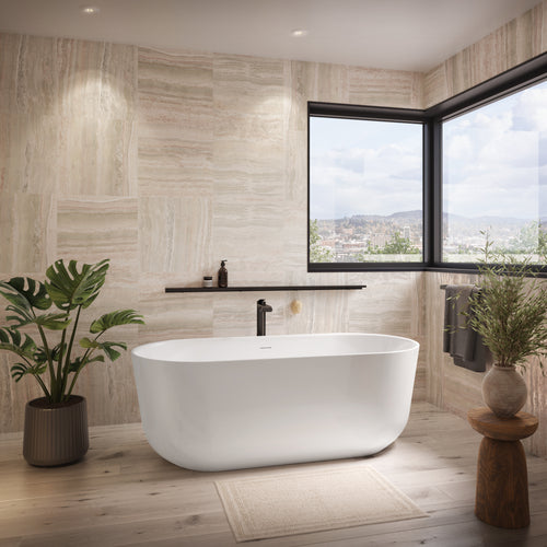 Neptune Haarlem 6730 AFR Acrylic Freestanding Center Drain Bathtub in White