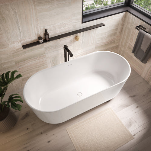 Neptune Haarlem 6730 AFR Acrylic Freestanding Center Drain Bathtub in White
