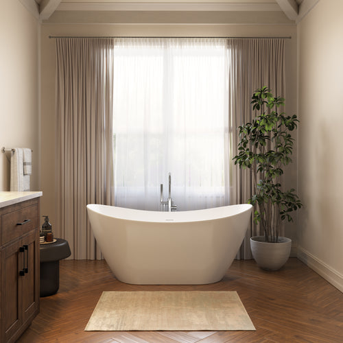 Neptune Hallstatt 6029 AFR Acrylic Freestanding Center Drain Bathtub in White