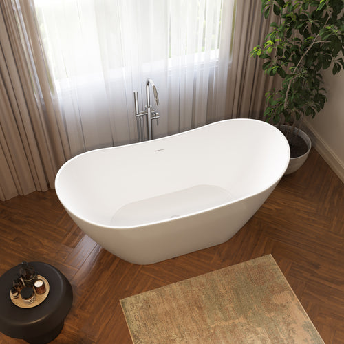 Neptune Hallstatt 6029 AFR Acrylic Freestanding Center Drain Bathtub in White