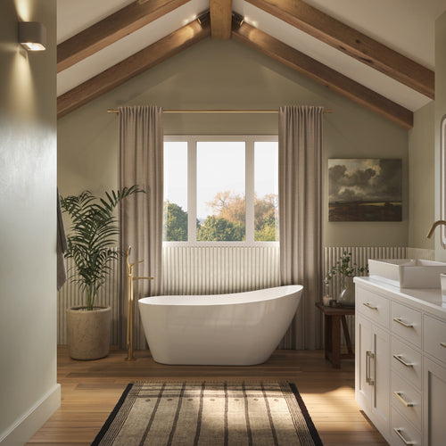 Neptune Liege 5928 AFR Acrylic Freestanding End Drain Bathtub in White