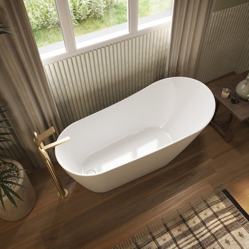 Neptune Liege 5928 AFR Acrylic Freestanding End Drain Bathtub in White