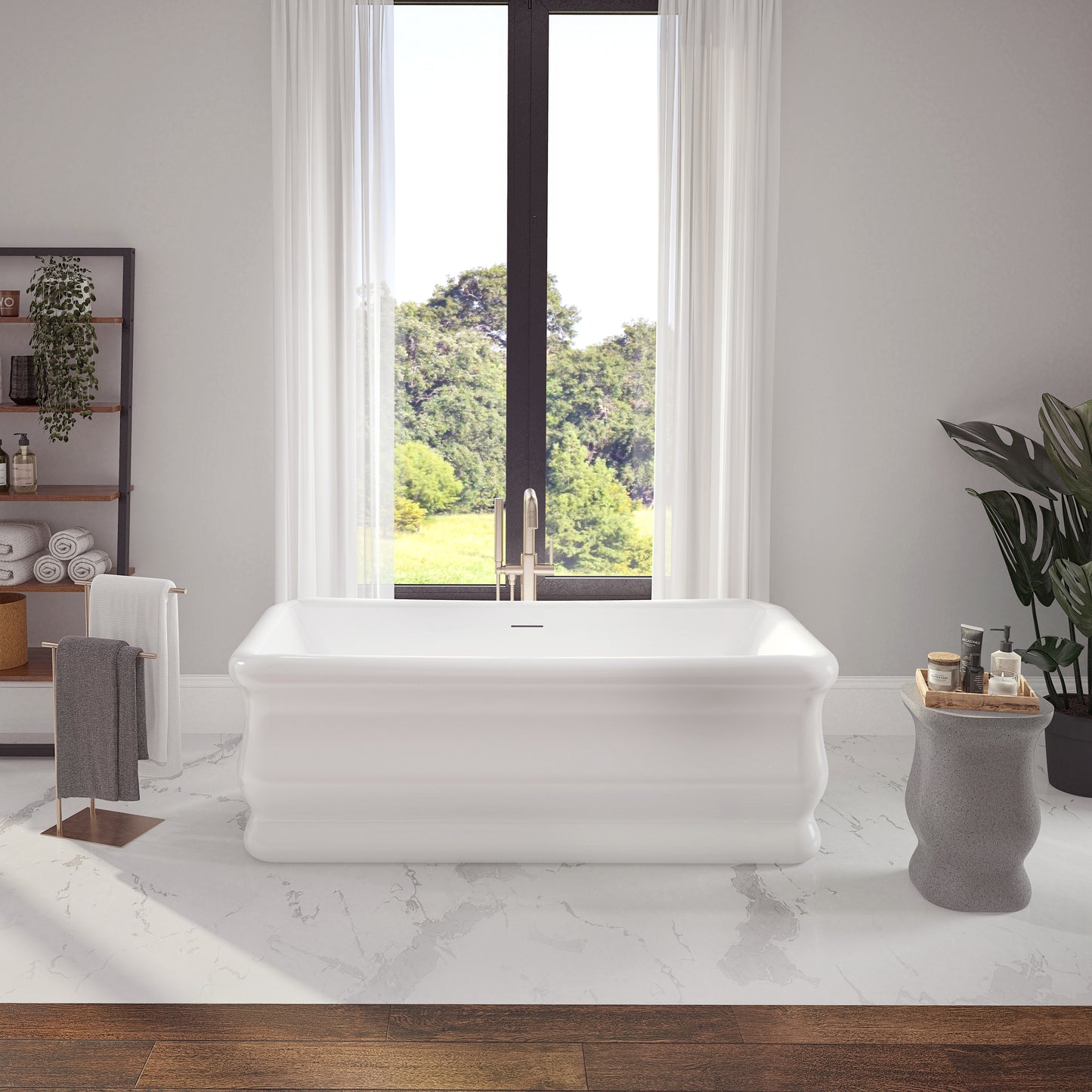 Neptune Loira Acrylic Freestanding Center Drain Bathtub in White