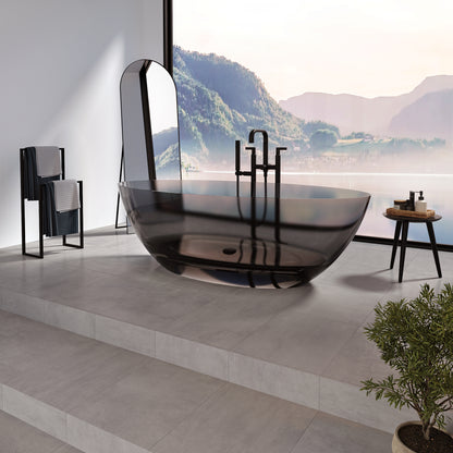 Neptune Mosta 6732 AFR Solid Surface Freestanding Double Ended Center Drain Clear Bathtub
