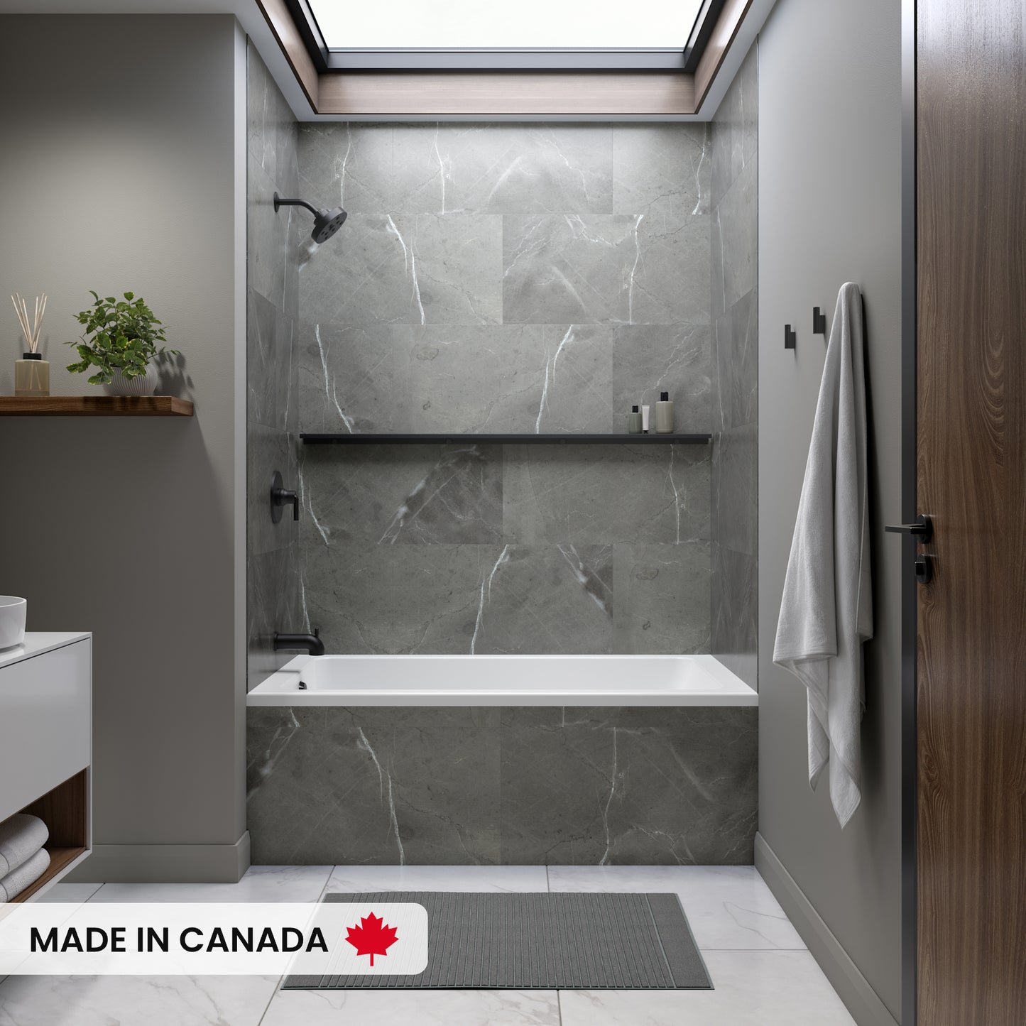 Neptune Pia 3060 IF AFR Acrylic Alcove Left-Hand Drain Bathtub in White