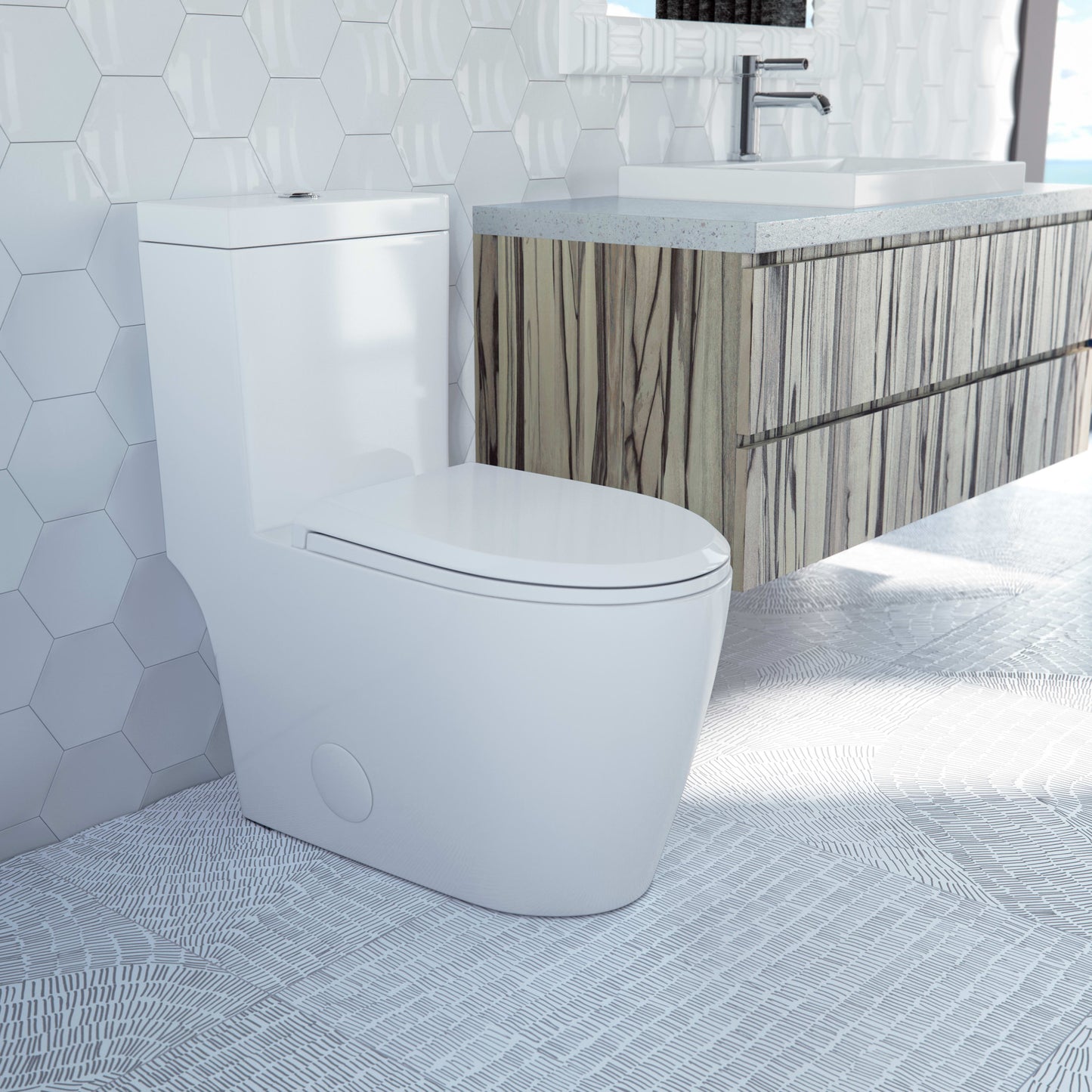 Neptune Prague 4.1/6L Dual Flush Elongated One-Piece Toilet in White