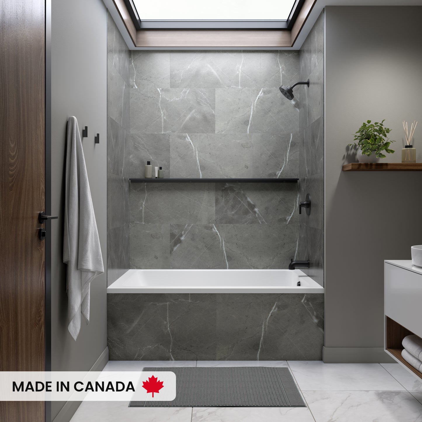 Neptune Pia 3060 IF AFR Acrylic Alcove Left-Hand Drain Bathtub in White