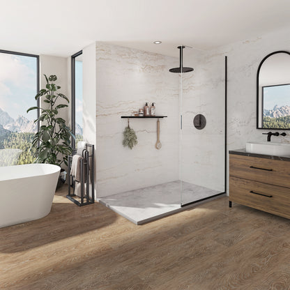 Neptune Pietra 6032 Stone Composite Shower Base in Concrete
