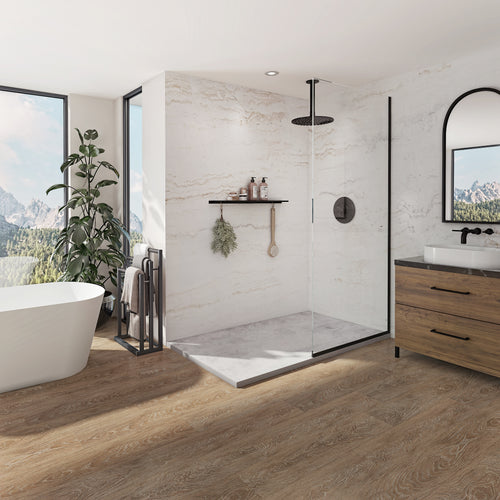 Neptune Pietra 6032 Stone Composite Shower Base in Concrete