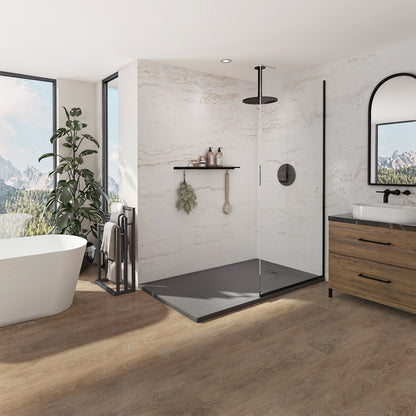 Neptune Pietra 6032 Stone Composite Shower Base in Concrete