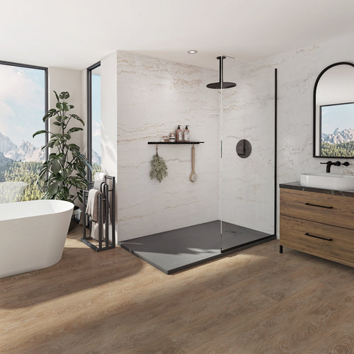 Neptune Pietra 6032 Stone Composite Shower Base in Concrete
