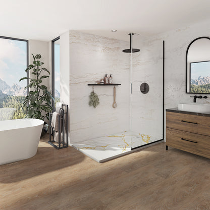 Neptune Pietra 6032 Stone Composite Shower Base in Concrete
