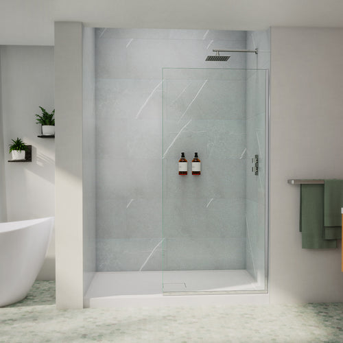 Neptune Reka 34 x 72 in. 10mm Shower Screen for Alcove Installation with Clear Glass in Chrome