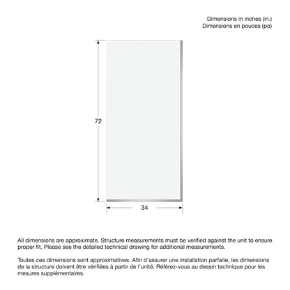 Neptune Reka 34 x 72 in. 10mm Shower Screen for Alcove Installation with Clear Glass in Chrome