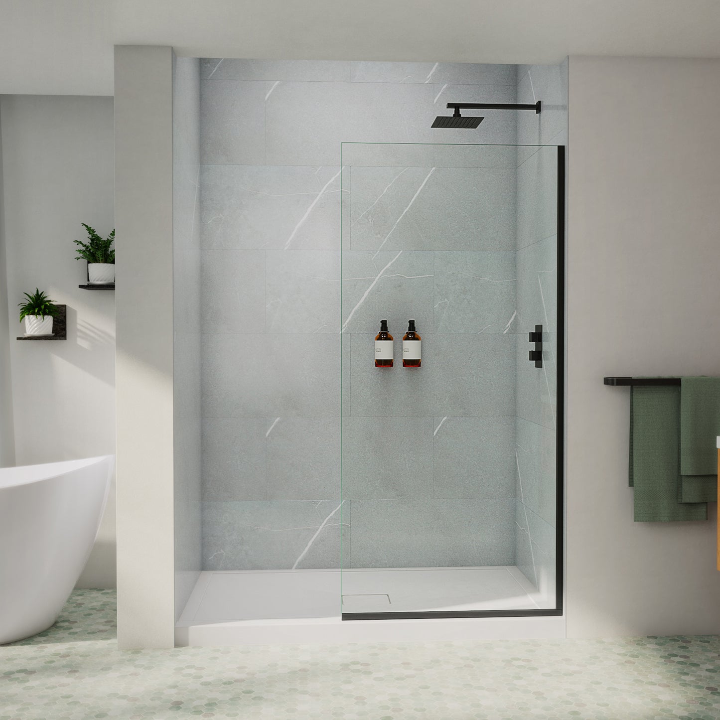 Neptune Reka 34 x 72 in. 10mm Shower Screen for Alcove Installation with Clear Glass in Chrome