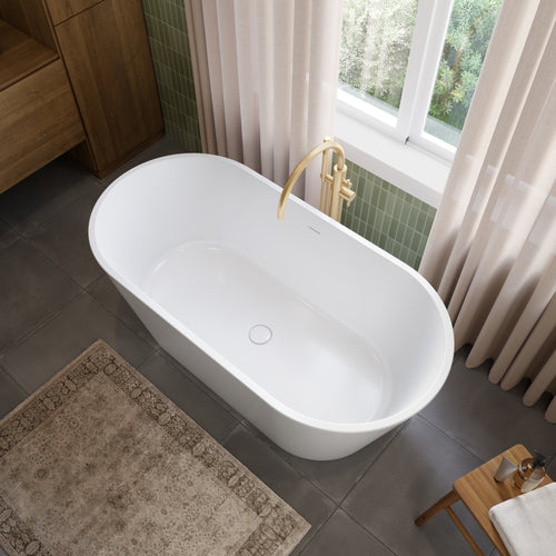 Neptune Riga 6030 AFR Acrylic Freestanding Center Drain Bathtub in White