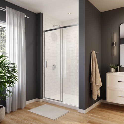 Neptune Sella 48 x 74 in. 6 mm Sliding Shower Door for Alcove Installation with Clear glass in Chrome